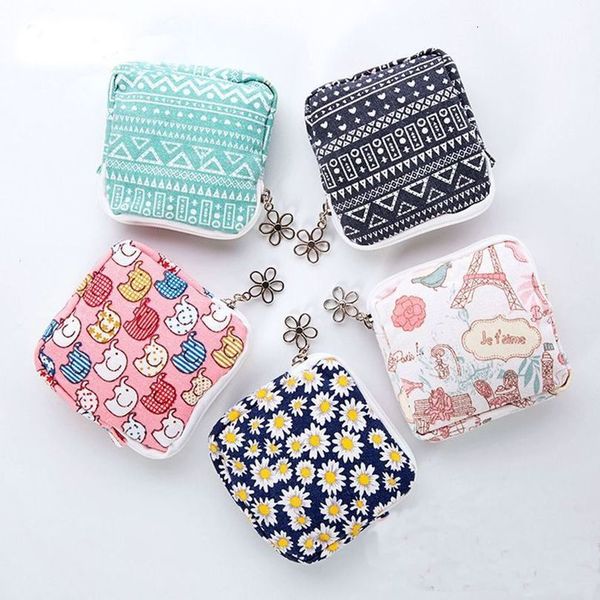 

1pc women portable cotton sanitary napkin storage bags cute mini cotton organizer pouch case girls makeup bag coin bag