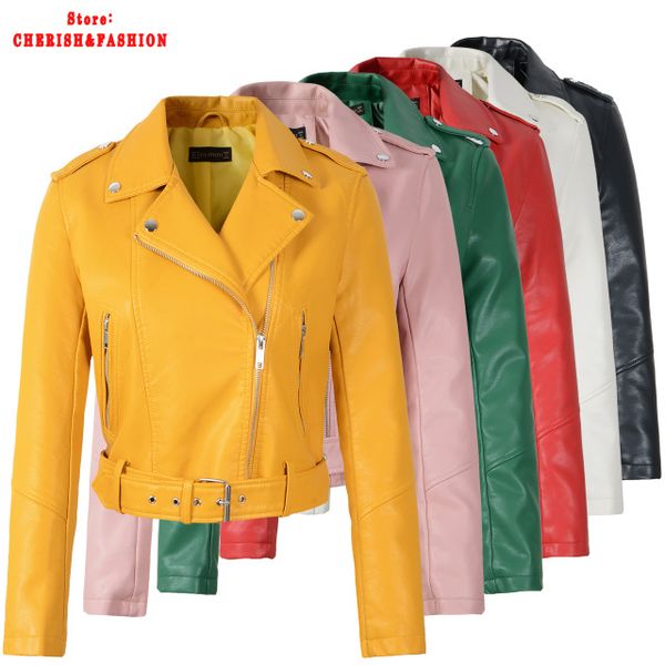 Wholesale Yellow Faux Leather Jacket Women Buy Cheap in Bulk from