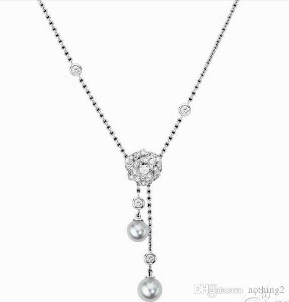 

woman jewelry necklace 925 silver flower pendant double peal necklace for women love gift