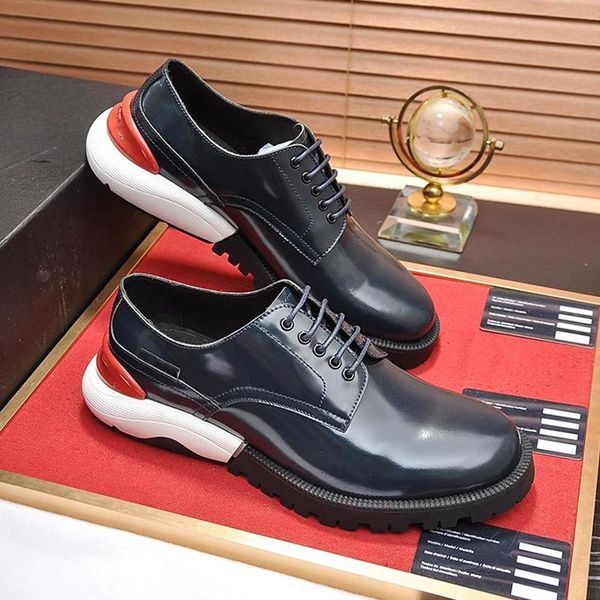 

mens shoes fashion autumn and winter formal wedding office design round toe thick sole shoes fashion lace up derby shoes, Black