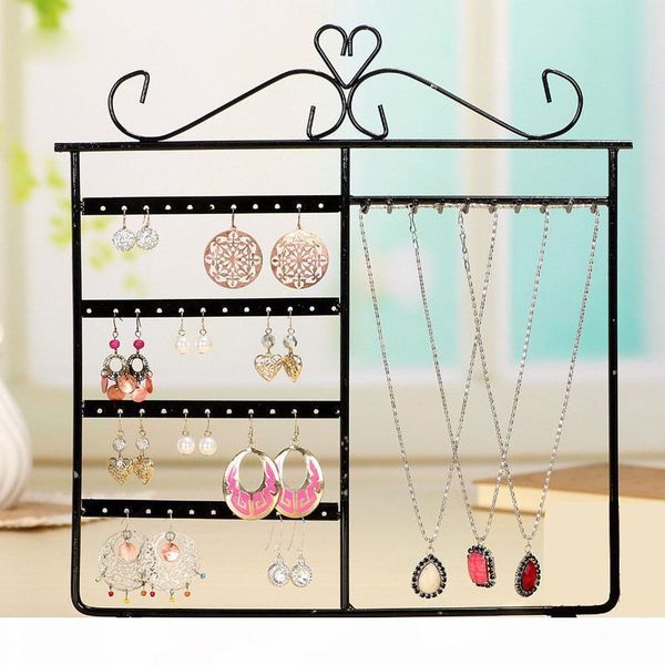 

iron 48 holes 10 hooks earrings necklace holder bracelet jewelry display stand pendant car accessories keychain storage rack, Black;white