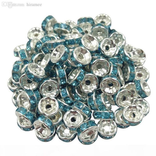 

wholesale-new 5aaa+ quality 50 piece lot handmade rhinestone loose crystal silver plated rondelle spacer beads lif