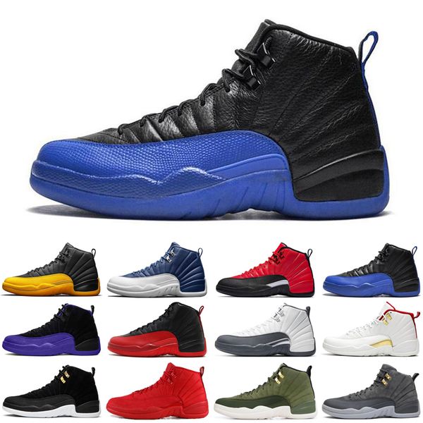 

university gold 12 12s men basketball shoes indigo dark concord reverse flu game taxi mens trainers sports sneakers size 7-13