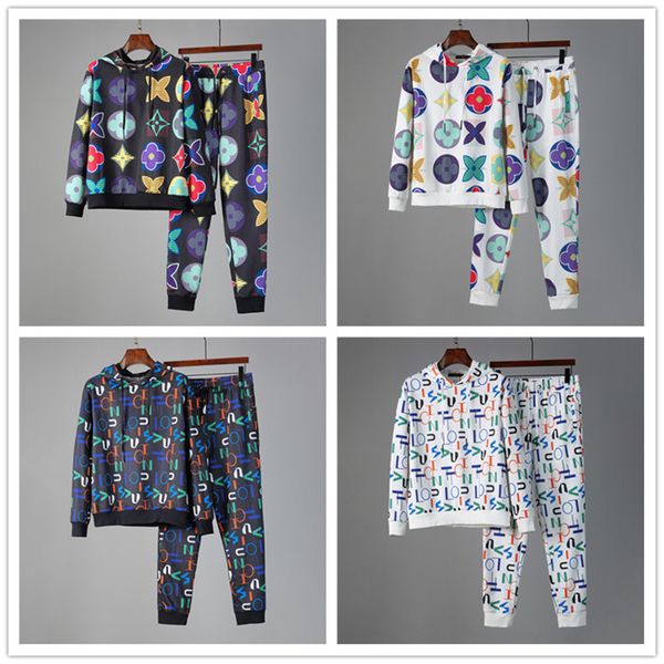 

new men's sportswear fashion printing luxury casual wear hoodie + pants spring and autumn hedging sports running sportswear, Gray