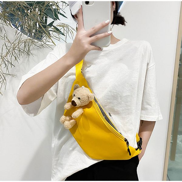 

women transparent chest bag canvas waist bags with cute bear for women 2020 crossbody shoulder bags useful daily lady wallet new