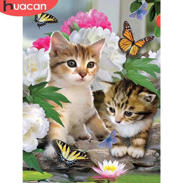 

huacan 5d diy алмазной картины полный площади cat мозаика ручной вышивки животные home decor алмазного art