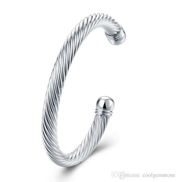 

luckyshine 6pcs holiday gift shiny antique pure 925 sterling silver open adjustable bracelets bangles russia bangles, Black