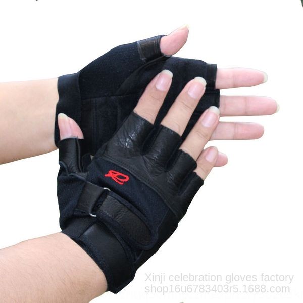

men'sfans half finger outdoor and gloves leather open finger gloves riding non-slip outdoor fitness fighting, Black