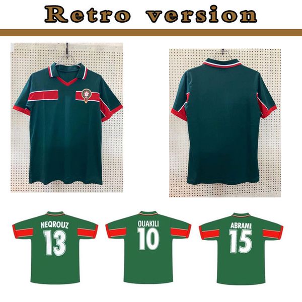 

1998 morocco retro soccer jersey 98 99 maroc hadji bassir ouakili neqrouz abrami vintage classic old football shirt, Black;yellow