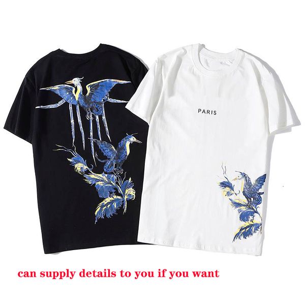 

200ss t shirt hip hop fashion bird printing mens t shirt fashion t shirt casual cloth, White;black