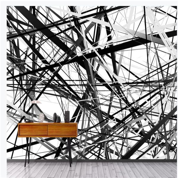 

3d stereoscopic wallpaper modern minimalist black and white line architectural decoration modern wallpaper for living room