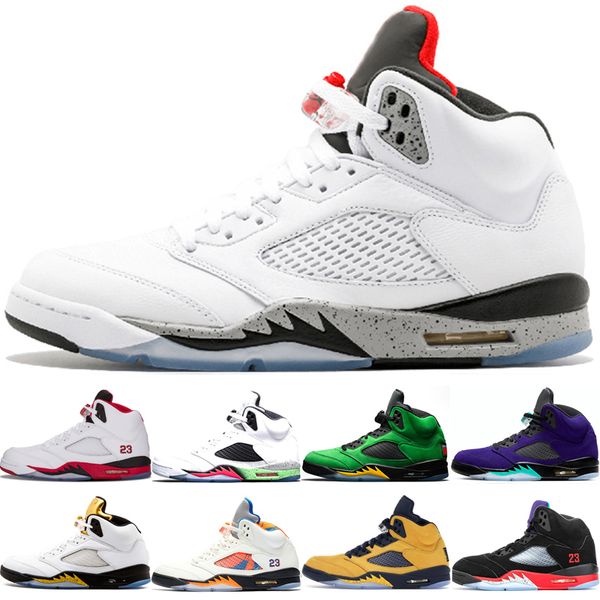 

горячая продажа 5s мужчин баскетбол обувь chaussures белый цемент og black metallic blue suede international flight metallic silver oreo тре