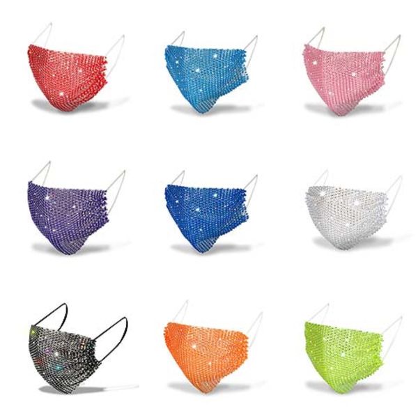 

womenren bling rhinestone face shield 35 styles anti-fog isolation mask full protective mask transparent pet protection splash droplets h#39
