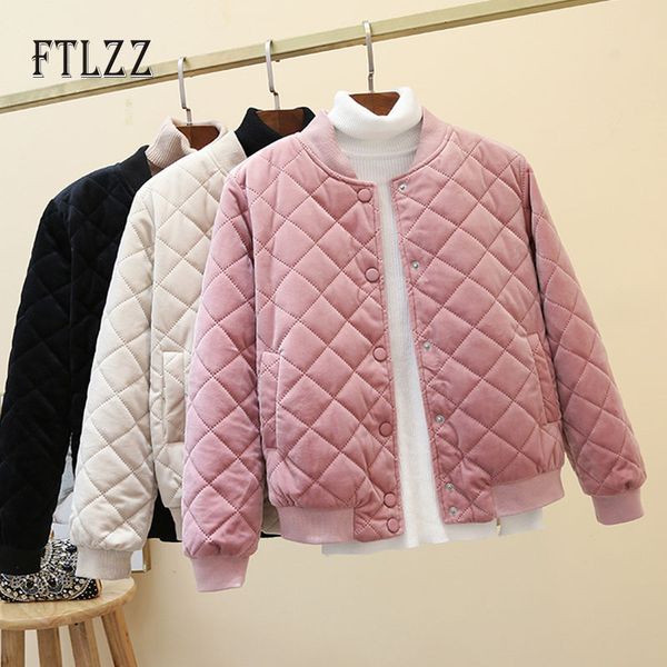 

new autumn velvet jacket women spring slim long sleeve single breasted diamond shape short coat ladies baseball pink outwear, Black;brown