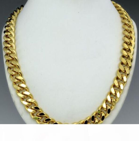 

18k gold filled mens solid heavy chain long necklace curb ring link jewelry n224, Silver