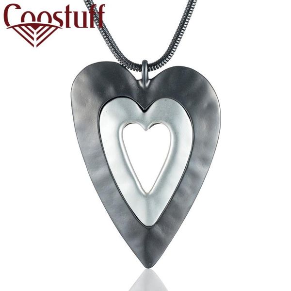 

necklaces & pendants love heart pendant long necklace for women jewelry trendy chunky big large pendants jewellery chokers chain, Silver