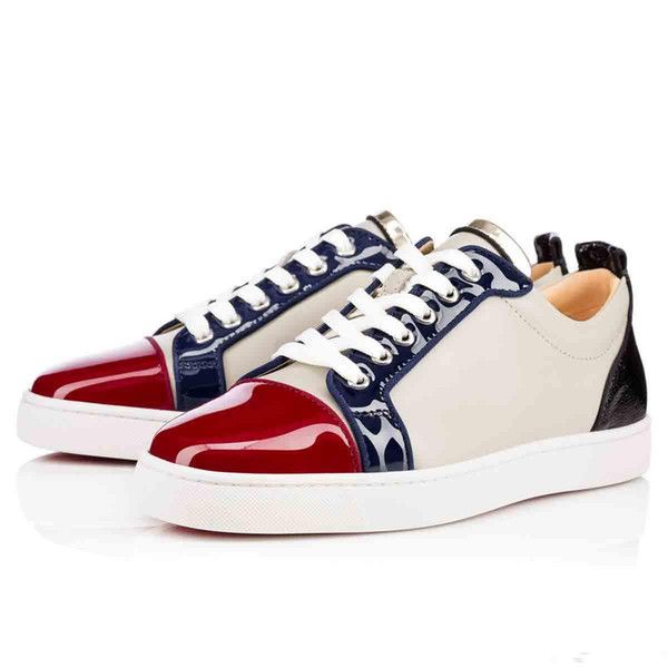 

with box) wholesale red bottom sneaker shoes for women,men genuine leather wedding party luxury walking flats 35-46, Black