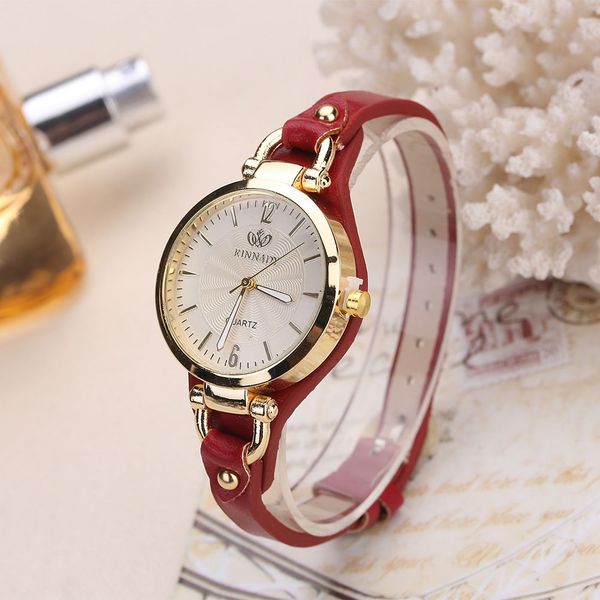 

women casual watches round dial rivet pu leather strap wristwatch ladies analog quartz watch gift dod886