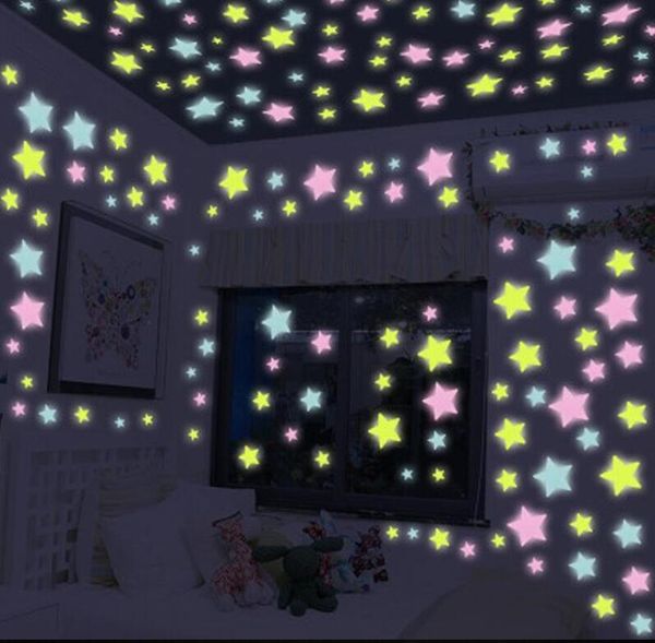 Luminous Adesivo Estrela Kid Quarto Wallpaper fluorescente fulgor adesivos de parede teto brilhante luminosa adesivos de parede Início decalques etiqueta LSK260