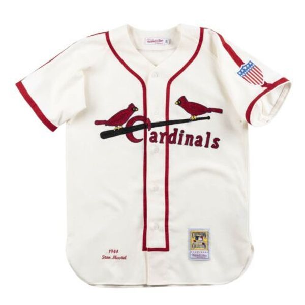 

st louis stan musial mitchell & ness 1944 cream home mens stitched xs-6xl baseball jerseys, Gray