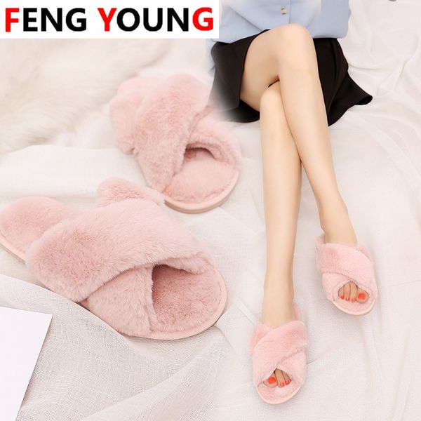 

furry slippers women womens shoes klapki damskie new women spring plush slippers sliders shoes maggie's walker house, Black