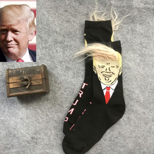 

быстрый президент доставка donald trump унисекс носки с 3d поддельные волос смешные печати взрослых средний длинные чулки мужчины женщины cr