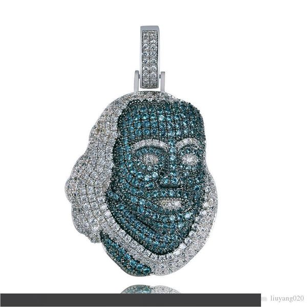 

New ICED OUT Franklin Famous figure Pendant Necklace Cubic zircon Stones Hip Hop Men Women Jewelry Gift