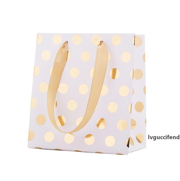 

50pcs paper gift jewelry party handle bag carrier bags foil luxurious gold silver polka dot wedding baby shower party