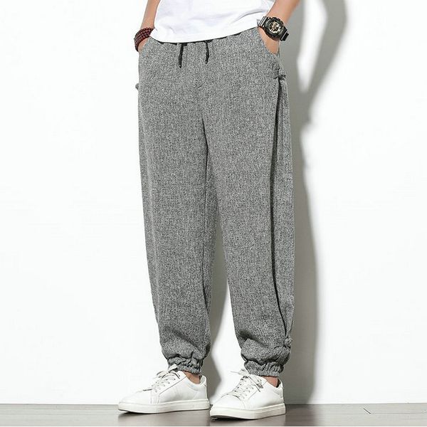 

men solid summer harem pants mens 2020 loose hip hop streetwear trousers male wide leg korean vintage pants men dropshipping, Black