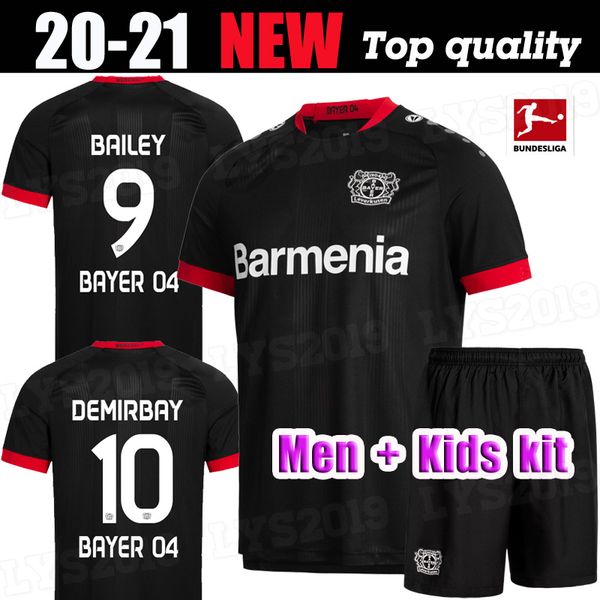 

взрослые дети kit 20 21 леверкузен футбол джерси l.bender home черный 2020 2021 bayer 04 havertz demirbay alario волланд футбол рубашку, Black