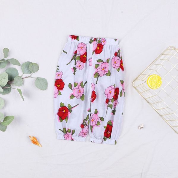 

bmmte berdoha summer children's loose casual anti- wide leg anti mosquito capri cotton wide-leg girls' printed anti-mosquito pants, Blue
