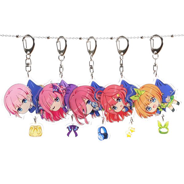 

anime quintessential quintuplets acrylic keychain nakano ichika nino miku yotsuba itsuki cute funny cartoon pendant keyrings toy, Silver