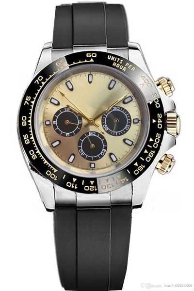 

diamond watch gold men's watch with high-quality tape, ceramic bezel, automatic mechanical movement, black dial, folding clasp, Slivery;brown