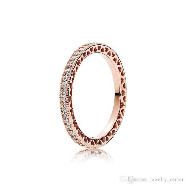 

rose gold plated cz diamond women wedding ring for pandora 925 sterling silver rings set with original gift box, Slivery;golden