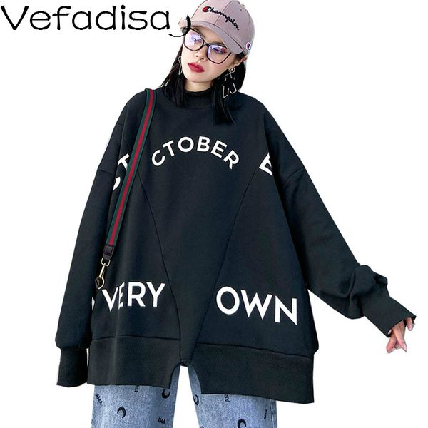 

vefadisa women stand neck sweatshirt 2020 women letter printed sweatshirt female thick warm black apricot zqy249b