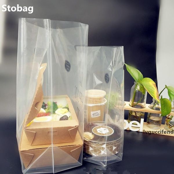 

50pcs recyclable ldpe clear thicker bag handles packing bags salad packaging lunch box bag bulk retail shopping bags