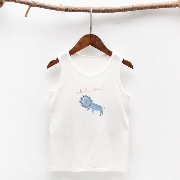 

korean style children's lion printed vest modal 2020 summer new soft and comfortable baby vest for boys and girls, Blue