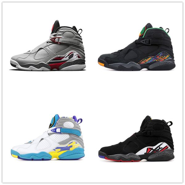 

8s basketball shoes new reflective aqua quai 54 white south beach countdown pack jumpman brand men sport sneakers