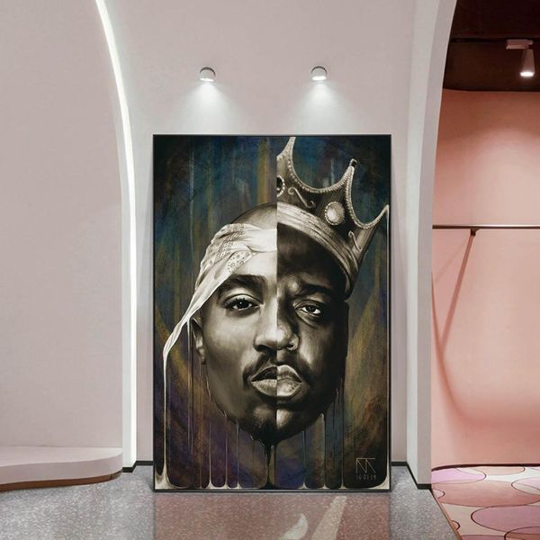 

Portrait Of 2PAC Tupac And Biggie Wall Art Posters And Prints Abstract Rapper of 2PAC Canvas Paintings Art Pictures Home Decor