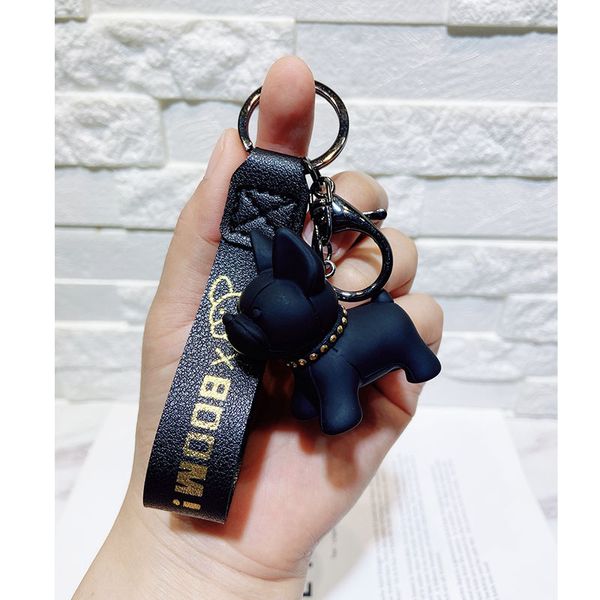 

мода французского punk bulldog брелка кожи pu собак брелка для женщин сумки шарм аксессуар мужчина автомобилей брелоки ювелирных изделий, Silver