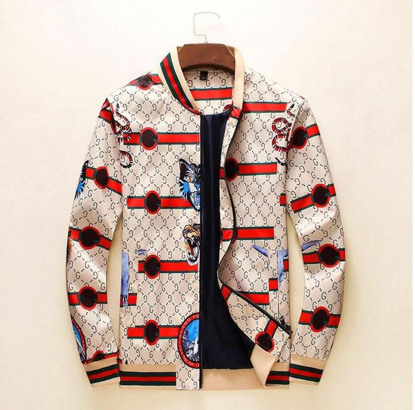 

men jackets long sleeve zipper jacket fashion pattern print slim fit windbreaker mens antumn winter outdoorwear coats size m-3xl, Black;brown
