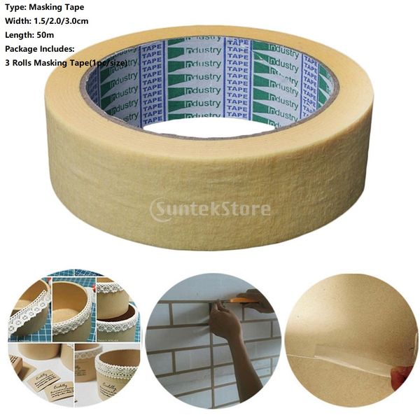 

3шт 50 резиновая лента маскировка картина легко tear креп бумага полы декор