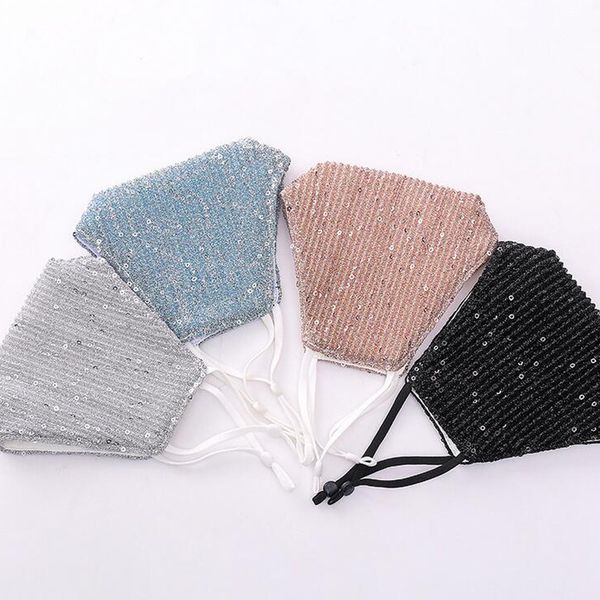 

new sequin cotton face mask fashion bling-bling glitter anti pm2.5 cover washable reusable half face mask for party unisex