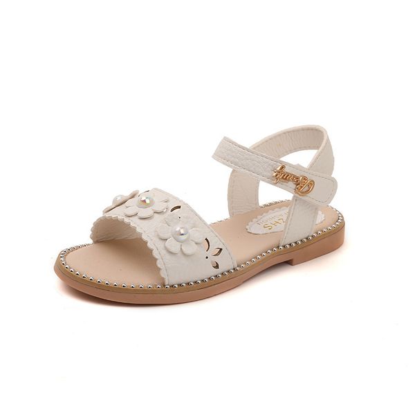 

justsl 2019 new summer girls sandals flowers soft bottom children's princess beach shoes size 26-36 y200619, Black;red