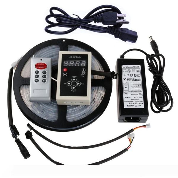 

Edison2011 RGB Led Magic Strip Light Controller 5050 Lantern Article IP67 5M 150Led 6803 IC String 133 Program + 12V 6A Power Supply Adapter