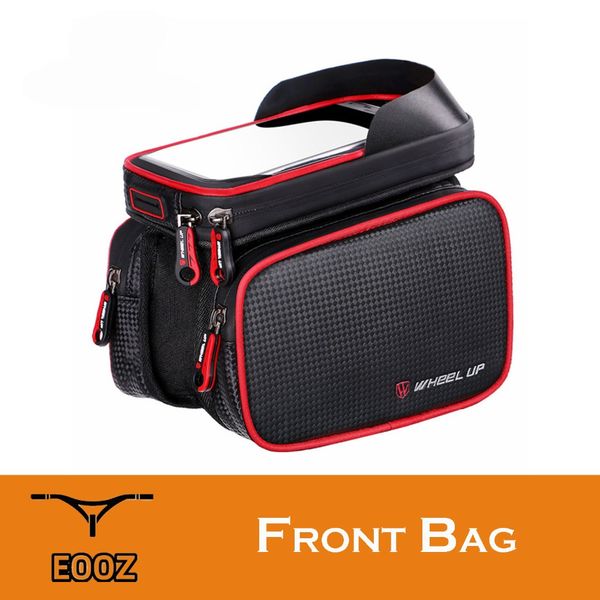 

bicycle waterproof tpu touch screen bag mtb front 6.2 inch rainproof tube frame bike phone bag road mountain cycling bike tdspt, Red;black