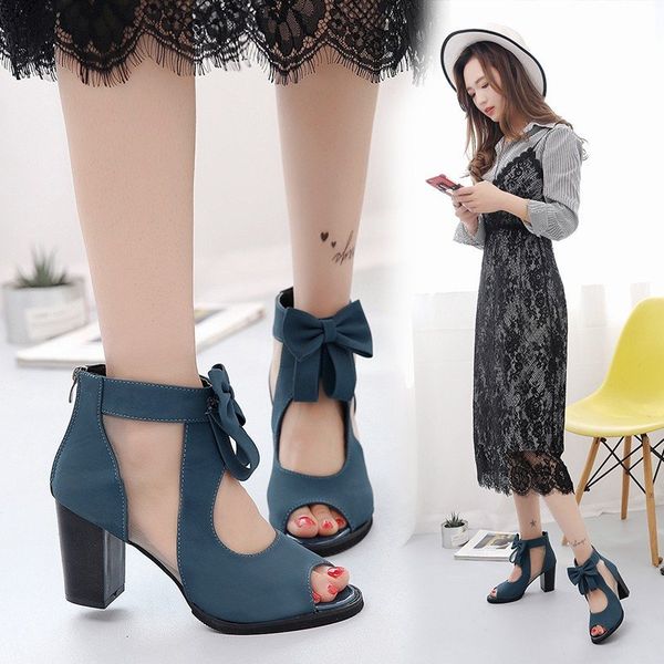 

mesh breathable ankle boots for women shoes autumn peep toe high heels women pumps shoes thick heels fashion short boots, Black