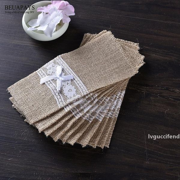 

20pcs jute cutlery bag party knife and fork bag wedding decoration wedding baby shower christmas festival accessories