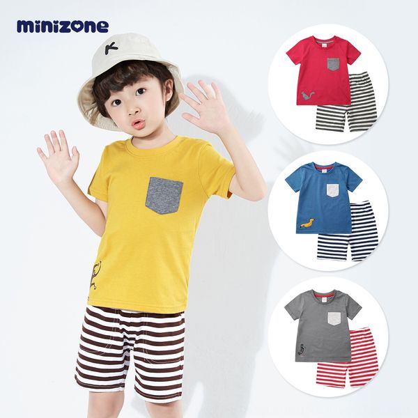 

2goew minizone summer two-piece cotton clothing baby girl boy cartoon animal children'ssuit minizone summer suit two-piece cotton child