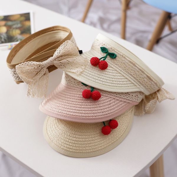 

летний ребенок соломенной девичьих детская пустая солома маленькая девочка принцесса шляпа солнцезащитный вишневый вс hat, Yellow